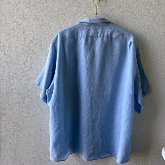 Daniel Cremieux Linen Classic Short Sleeve Button down Lt Blue 2X Cruise Beach - Picture 2 of 9